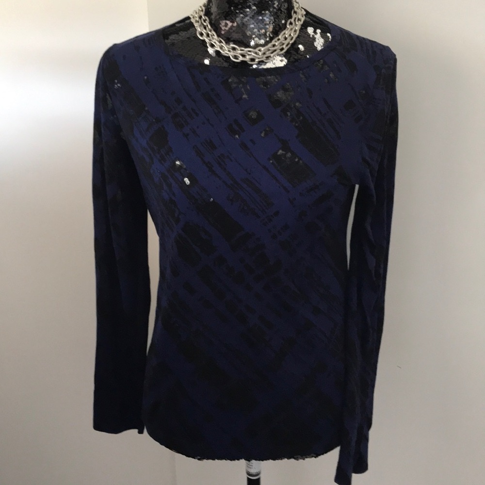 Deep Blue and Black Blouse